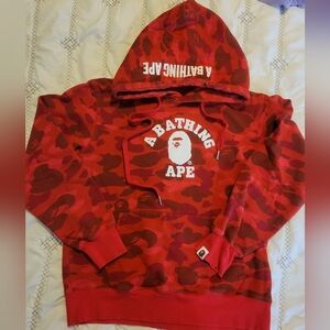 A Bathing Ape Kids' Red Camo Logo Hoodie